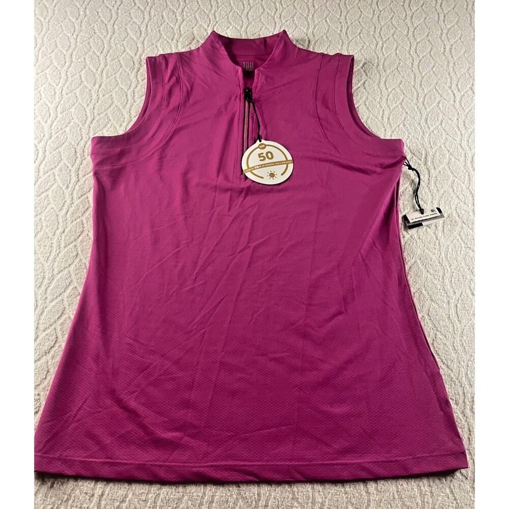 TAIL Sz Small Women's Activewear Hot Pink Zip Sleeveless Golf Top Shirt